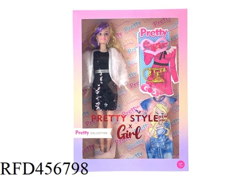 11 INCH FASHION SET BARBIE DOLL WITH DRESS AND SMALL ACCESSORIES