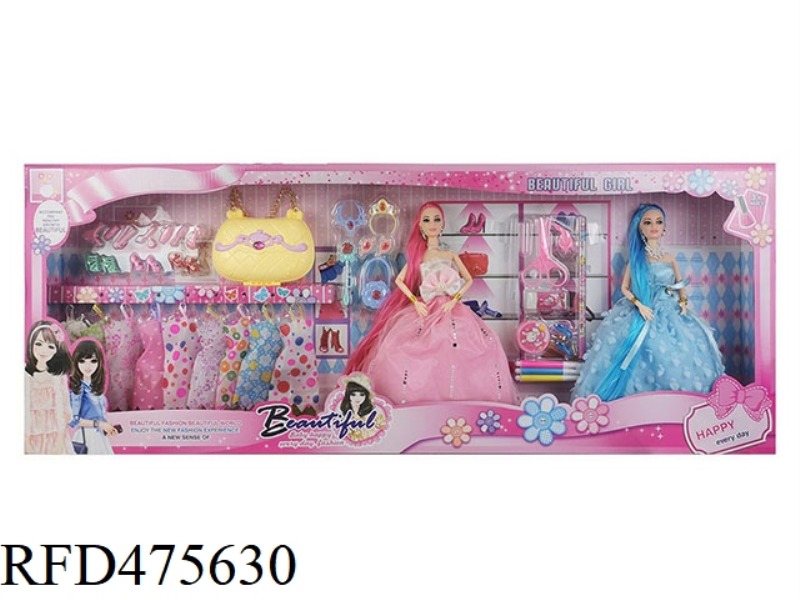 11.5-INCH 9-JOINT SOLID BODY BARBIE 2 PIECES A BOX WITH LARGE BAG ACCESSORIES SCISSORS BLISTER SHOES
