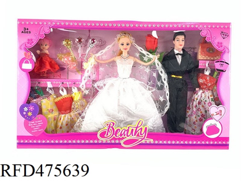 11.5-INCH 9-JOINT SOLID BODY 11-INCH BARBIE EMPTY BODY MAN WITH ROSES AND HAIR BLISTER ACCESSORIES