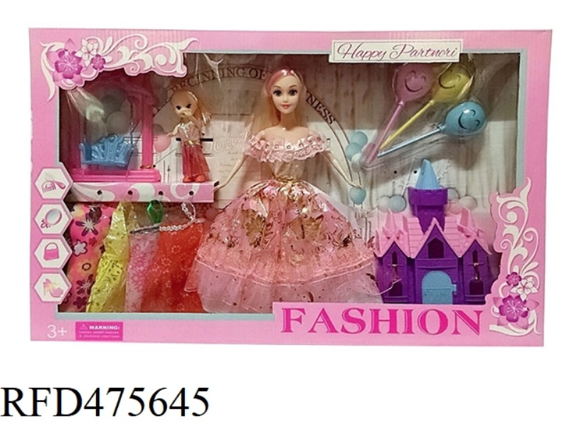 11.5 INCH LIVE HAND SOLID BODY BARBIE SKIRT WITH CASTLE BALLOON BLISTER ACCESSORIES CRADLE ACCESSORI