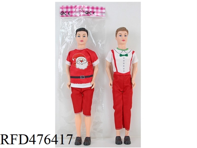 11.5 INCH 30 CM 5 JOINTS SOLID BODY COLOR PRINTING EYE CHRISTMAS THEME CLOTHING MALE BARBIE DOLL TWO