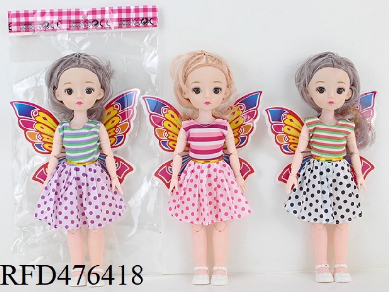 12 INCH 30 CM 21 JOINT SOLID BODY 3D REAL EYE FASHION LOLI DOLL WITH BUTTERFLY WINGS THREE MIXED