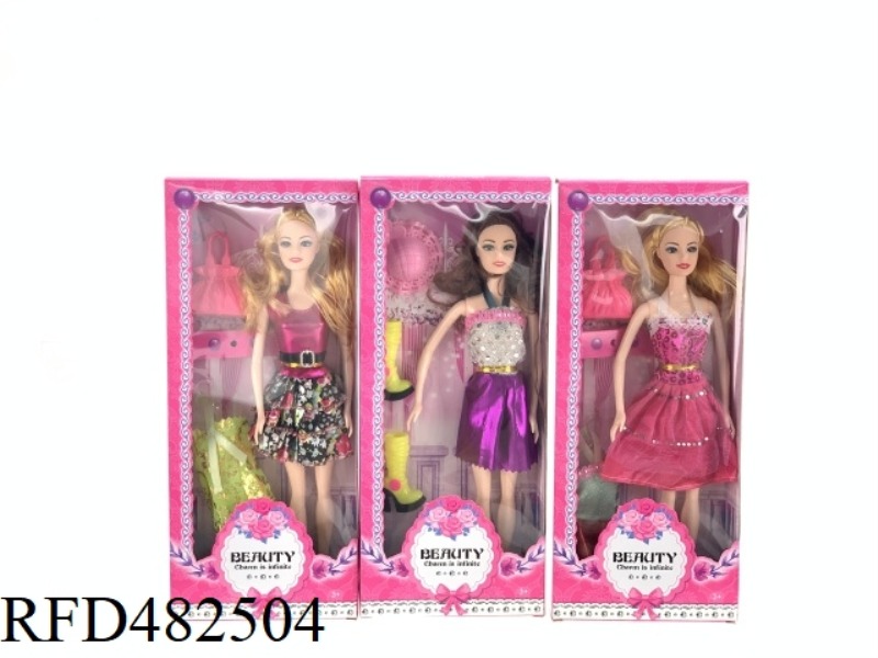 11.5 INCH SOLID BODY FASHION BEAUTIFUL GIRL BARBIE SUIT PLUS ACCESSORIES