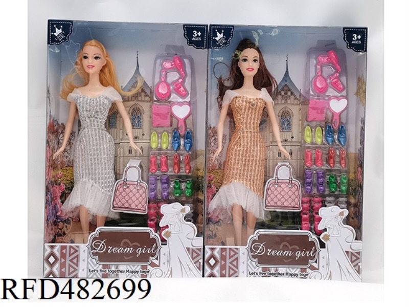 11.5 INCH JOINT SOLID BODY FASHION BARBIE WITH SHOES BLISTER 2 MIXED