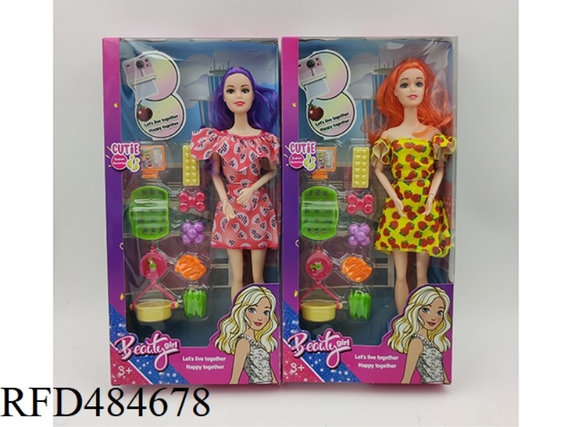 1-INCH SOLID 9-JOINT BARBIE+FRUIT ACCESSORIES 2 MIXED