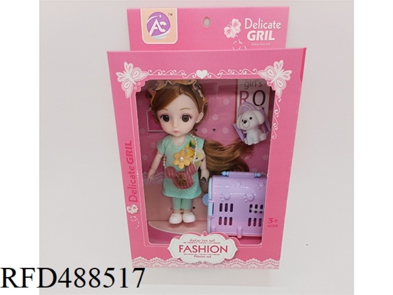 6 INCH DOLL WITH DOG CAGE
