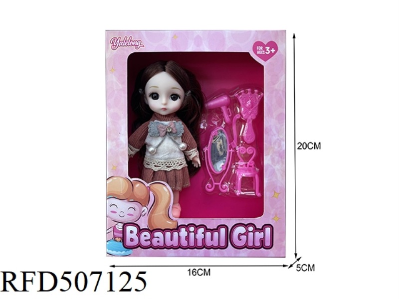 12-JOINT 6-INCH BEAUTIFUL 3D EYE DOLL WITH ACCESSORIES (FULL-BODY)