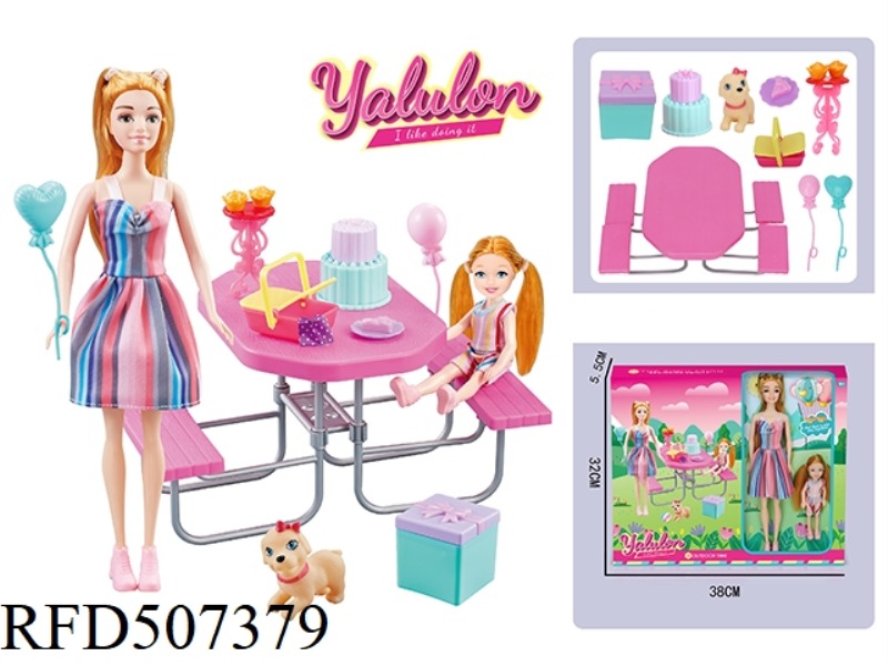 11.5-INCH OUTDOOR PICNIC DOLL SET