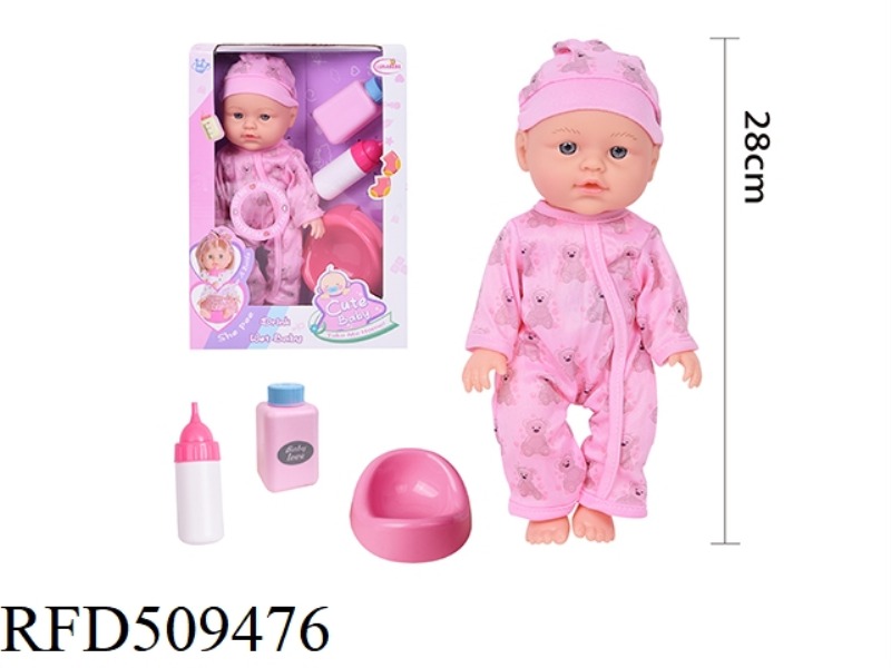 12 INCH BLOWING BODY, FIXED EYE DOLL, WATER ABSORPTION AND URINATION FUNCTION, WITH SHOWER GEL BOTTL