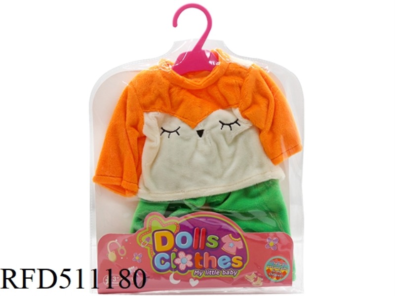 DOLL CLOTHES * ORANGE AND YELLOW FOX TOP + EMERALD GREEN PANTS