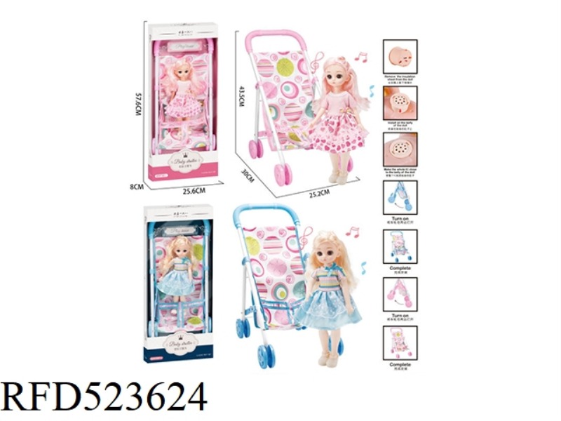PLAY HOUSE DOLL TROLLEY WITH PRINCESS DOLL WITH IC