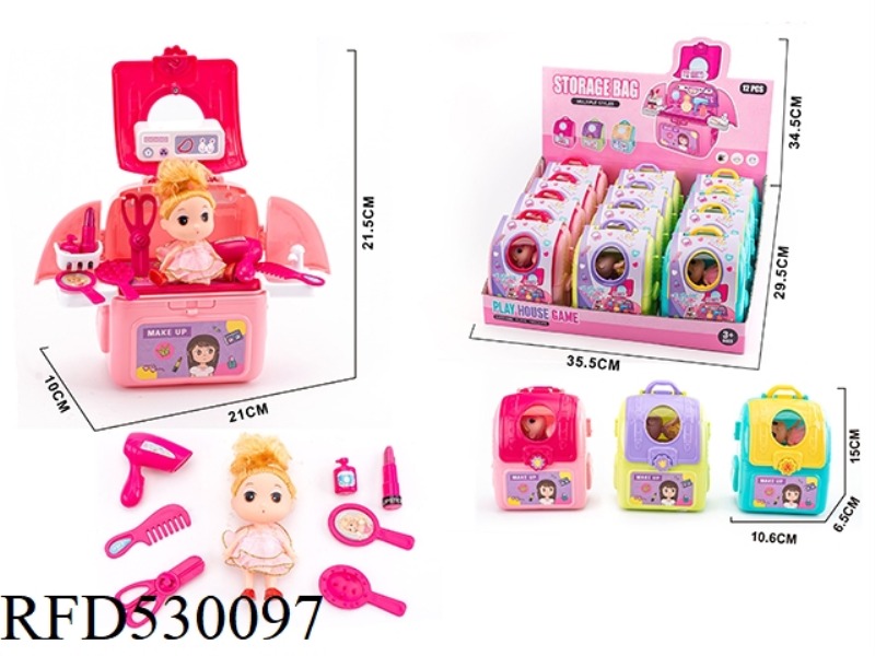 12PCS SCHOOL BAG WITH CARD AND 2.5 INCH SOLID BARBIE ACCESSORIES SET HOUSE