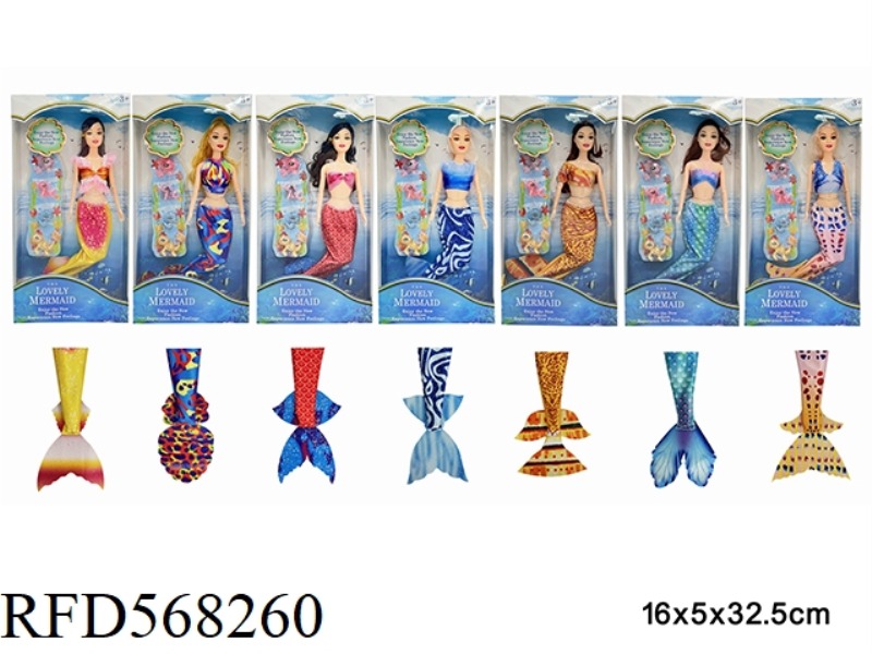 11.5-INCH SOLID JOINT MERMAID WITH ACCESSORIES IN 7 MIXED STYLES