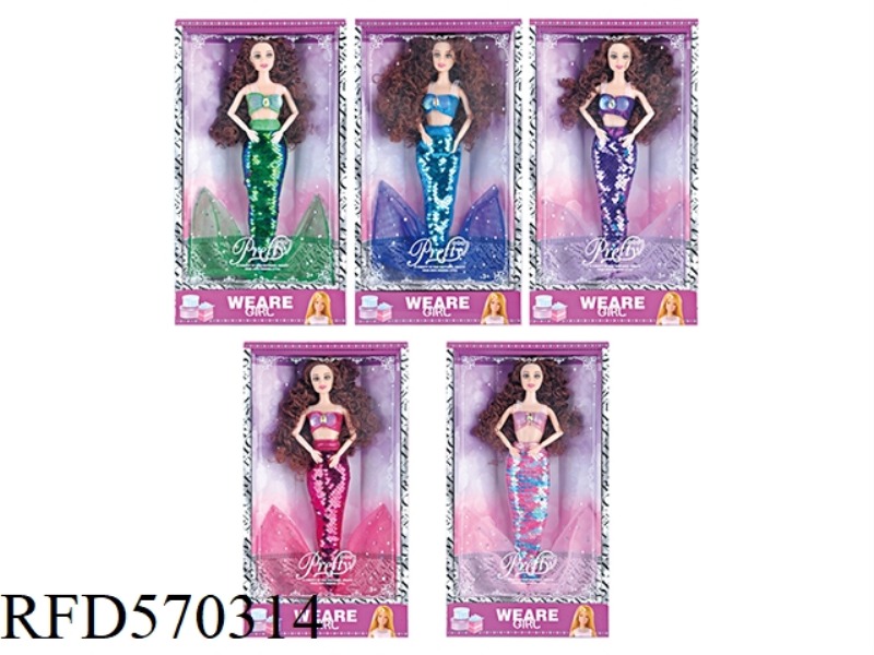 11 INCH 9-JOINT MERMAID BARBIE DOLL MULTI-COLOR MIXED OUTFIT