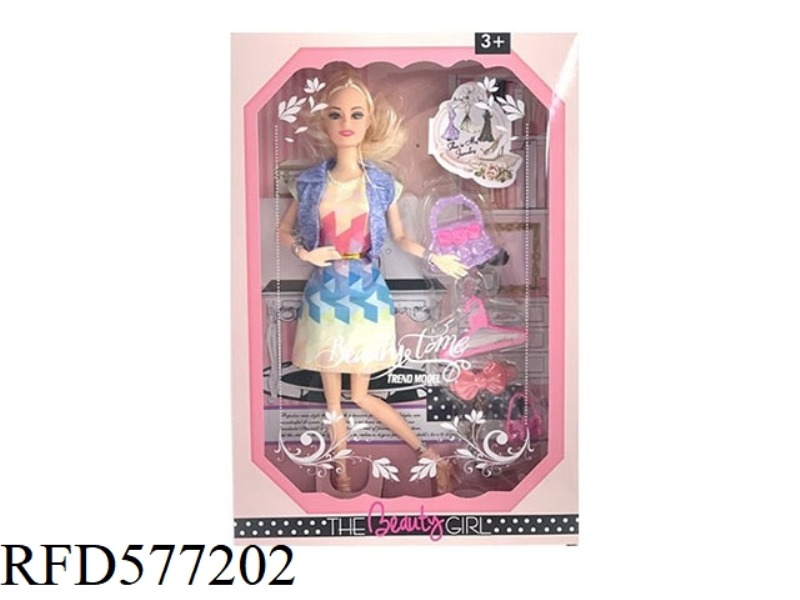 11.5-INCH 11-JOINT BARBIE WITH HANDBAG, HANGER AND BOW PLASTIC ACCESSORIES
