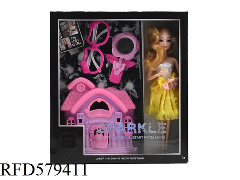 NEW SUMMER 11.5-INCH 9-JOINT REAL 3D EYE BEAD FEMALE BARBIE WITH BIG GLASSES, SUNGLASSES AND A BIG V