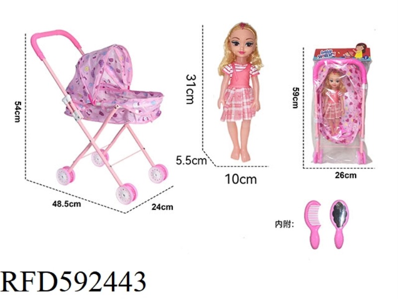 IRON TROLLEY WITH DOLL + ACCESSORIES