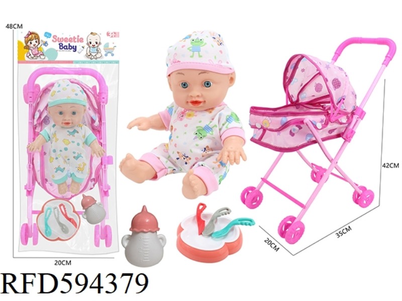 9-INCH BOY DOLL 4-TONE IC WITH CANDY TENT CART+BOTTLE+TABLEWARE