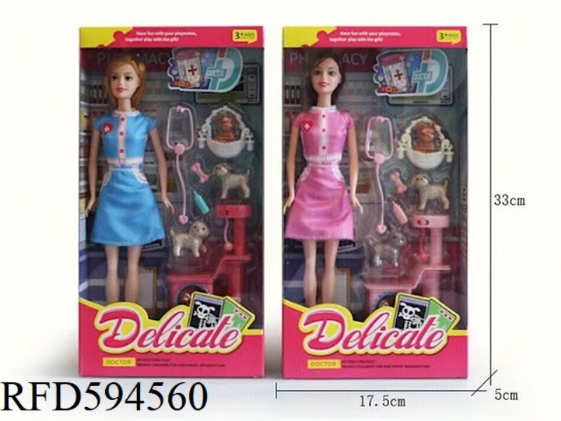 11.5 INCH BARBIE DOLL, PET DOCTOR THEME SET (2 MIXED)
