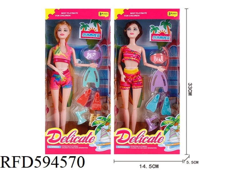 11.5 INCH BARBIE DOLL, OUTDOOR DIVING THEME SUIT (2 MIXED)
