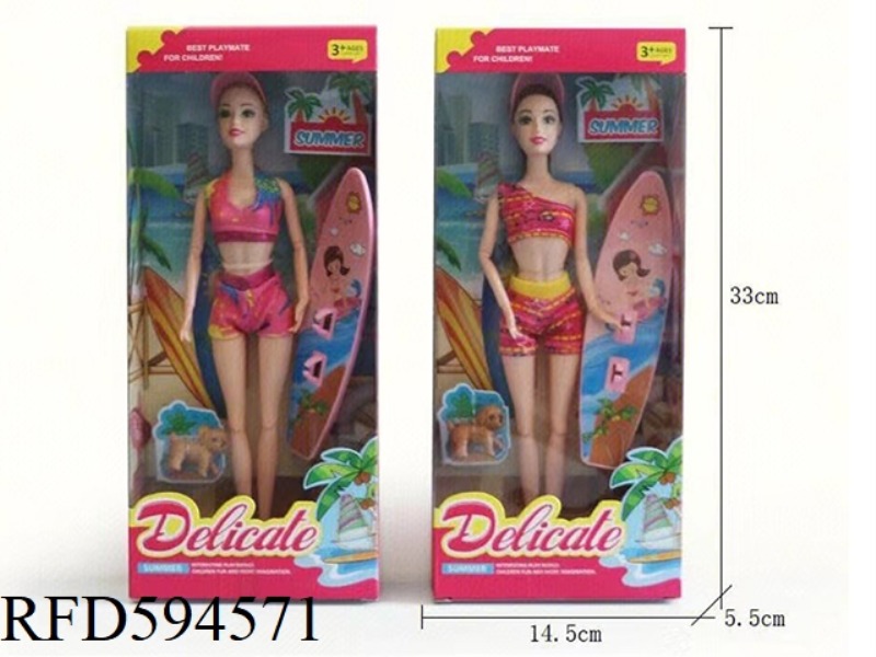 11.5 INCH BARBIE DOLL, OUTDOOR SURFING THEME SUIT (2 MIXED)