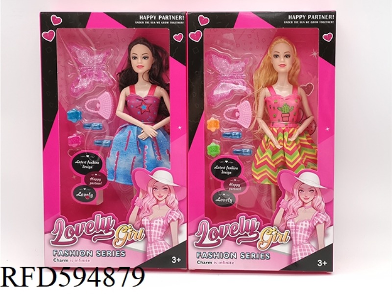 11.5-INCH 9-JOINT FASHION BARBIE WITH HAIRPIN BAG BLISTER 2 MIXED.