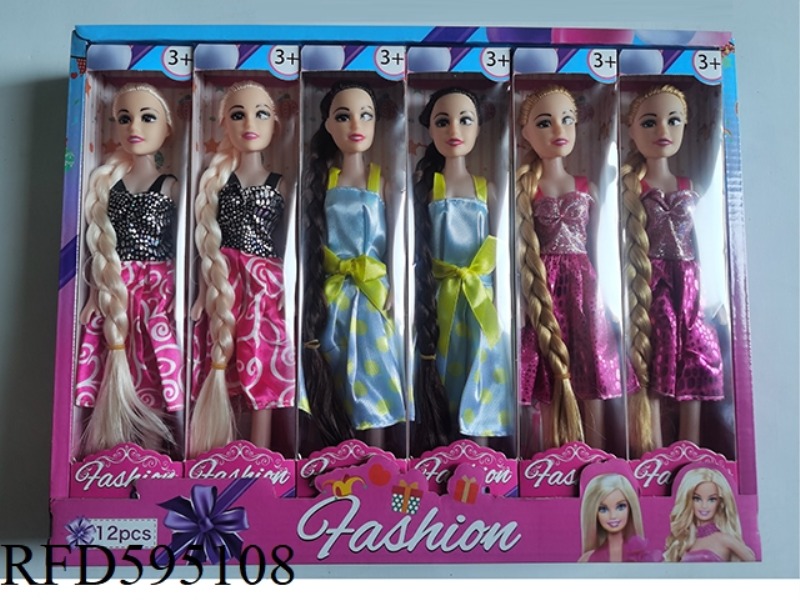 11-INCH FASHION DOLLS WITH BARE HANDS AND LONG BRAIDS ARE MIXED IN 12PCS