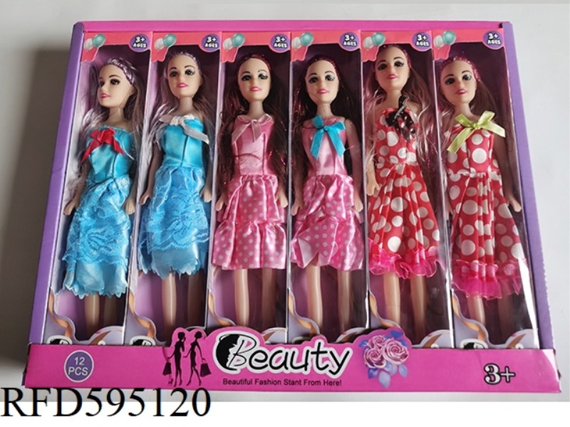 11-INCH FASHION DOLLS WITH BIG WAVES AND EMPTY HANDS ARE MIXED IN 12PCS