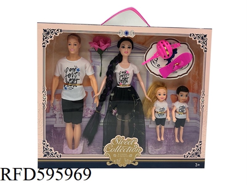 11.5 INCH REAL HANDS A FAMILY OF FOUR BARBIE REAL HANDS MEN WEARING HELMETS SKATEBOARD RED ROSES.
