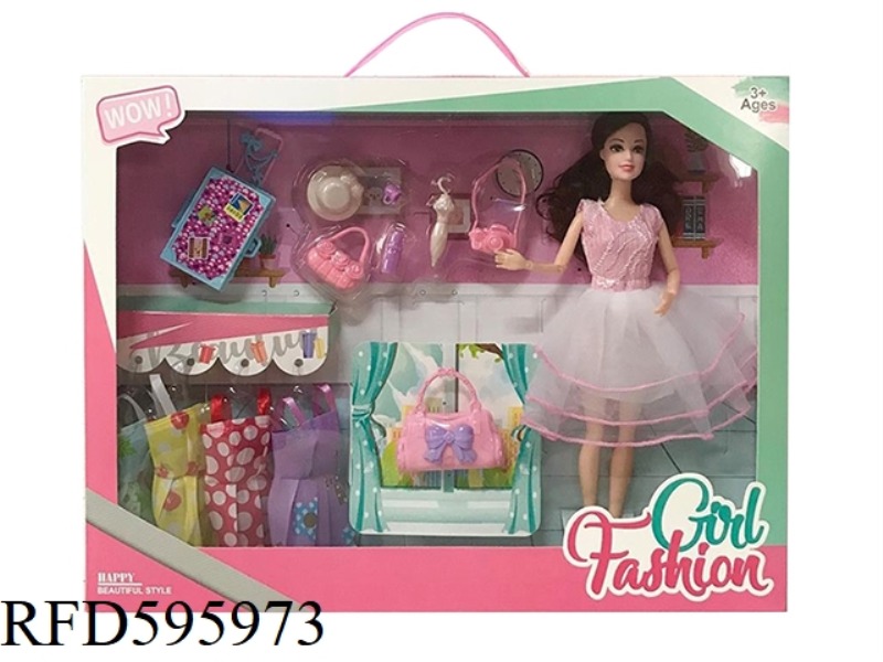 11.5 INCH REAL 9-JOINT FASHION BARBIE WITH BLISTER BAG SUITCASE CLOTHES
