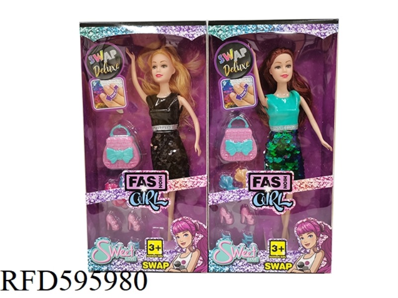 11.5 INCH REAL HAND FASHION DRESS BARBIE BAG BLISTER 2 MIXED