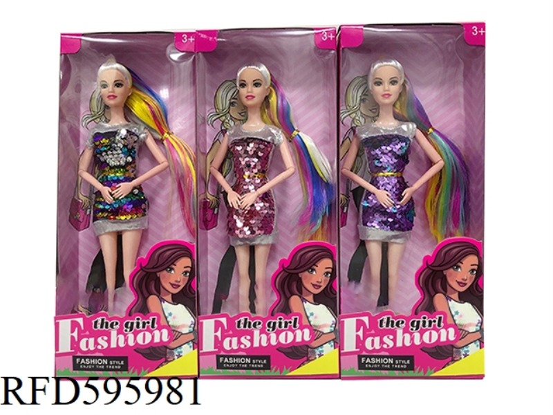 11.5 INCH SOLID 9-JOINT FASHION DRESS BARBIE 3 MIXED.