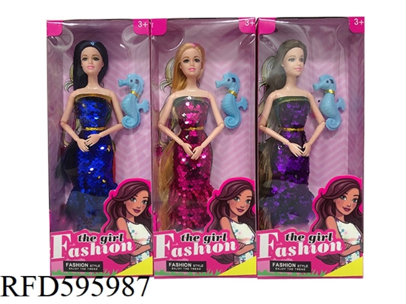 11.5-INCH REAL 9-JOINT FASHION DRESS BARBIE WITH HIPPOCAMPUS 3 MIXED.
