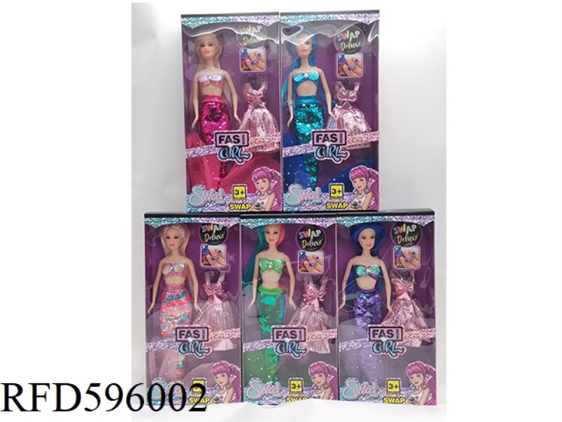 11.5 INCH REAL HAND BARBIE FASHION FISH WITH FASHION SKIRT 5 MIXED 