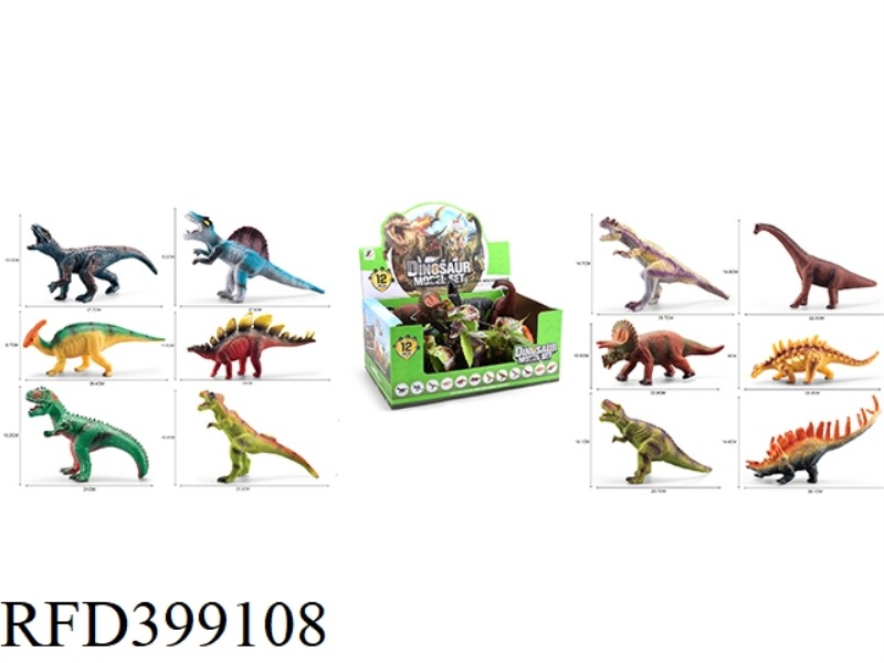 10 INCH VINYL RUBBER FILLED COTTON DINOSAUR (WITH IC) 12PCS