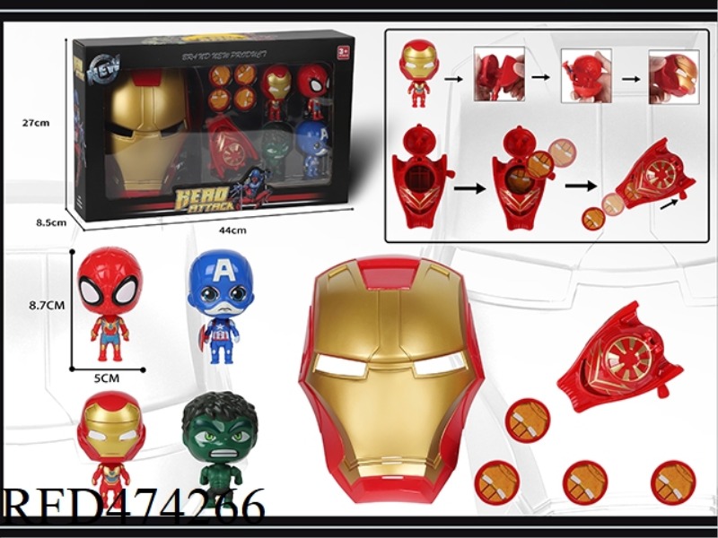 IRON MAN MASK WITH CATAPULT + UNSTACKING DOLL