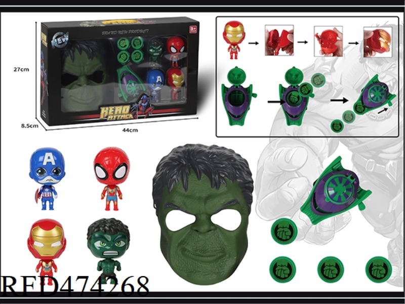 HULK MASK WITH CATAPULT + UNSTACKING DOLL