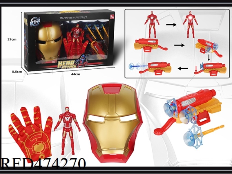 IRON MAN MASK WITH CATAPULT + GLOVES + LIGHT DOLL