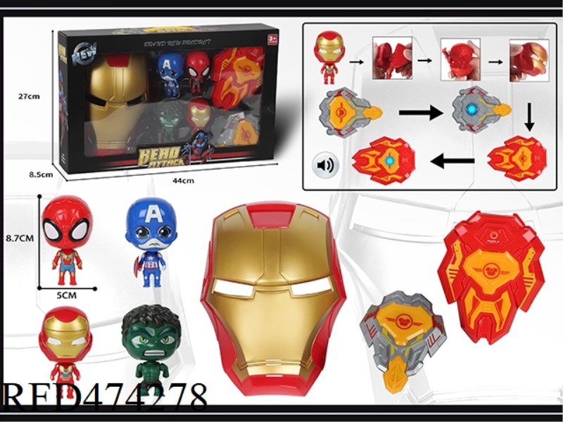 IRON MAN MASK WITH LIGHTING VOICE SHIELD + DETACHABLE DOLL