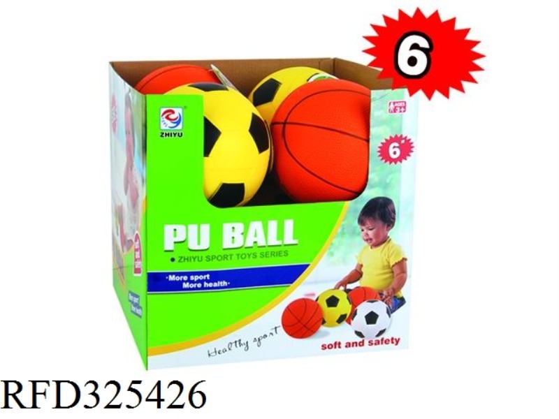 6-INCH PU BALL FOOT/BASKETBALL (8PCS/ DISPLAY BOX)