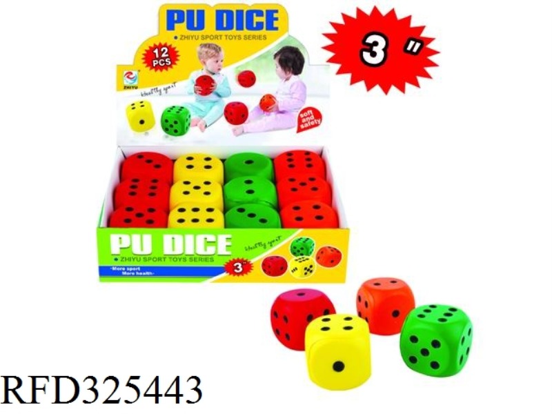 PU DICE 3 INCHES (12PCS)