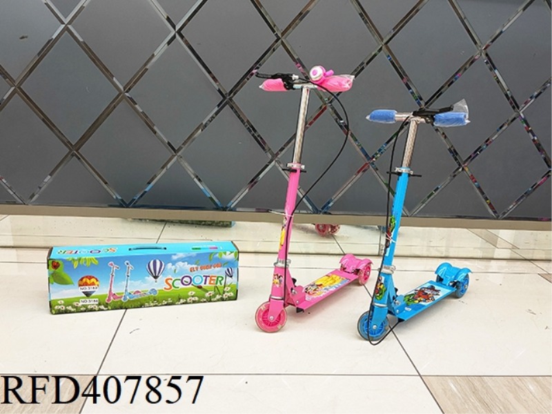VARIETY OF PATTERNS THREE-WHEEL SCOOTERS WITH HANDBRAKE (WITH LIGHTS)