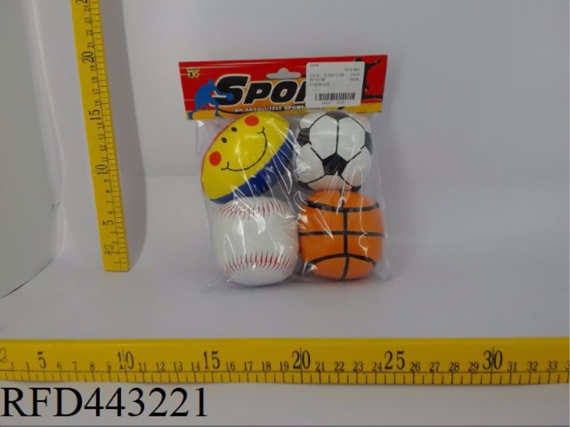 3-INCH SET OF FOUR + FOOTBALL