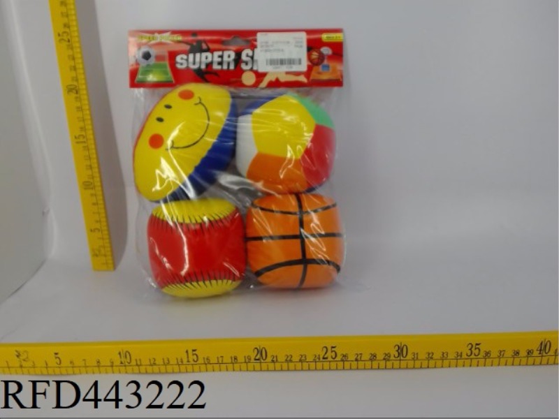 4-INCH SET OF FOUR + 12 COLORED BALLS