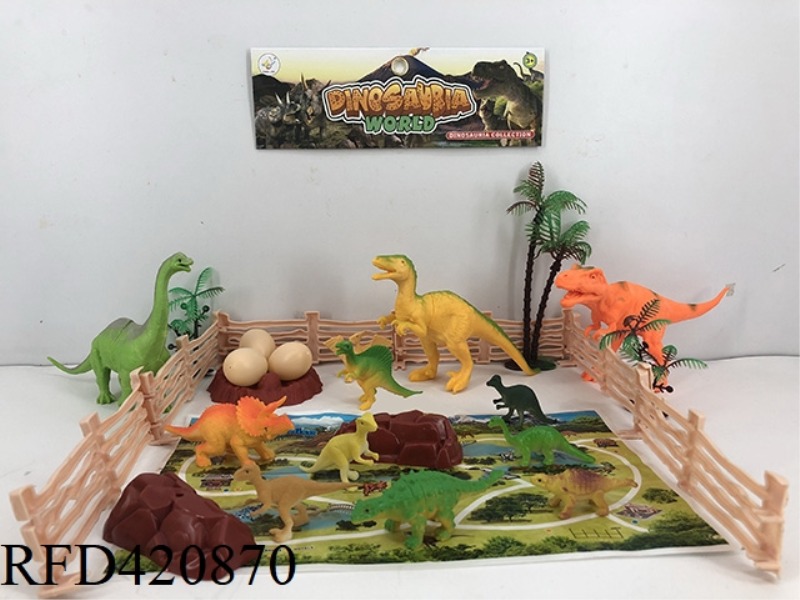 ELEGANT COLOR: 3 PIECES OF 6.5 INCHES, 3 PIECES OF 3 INCHES, 6 PIECES OF 2 INCH DINOSAURS, 2 TYPES M