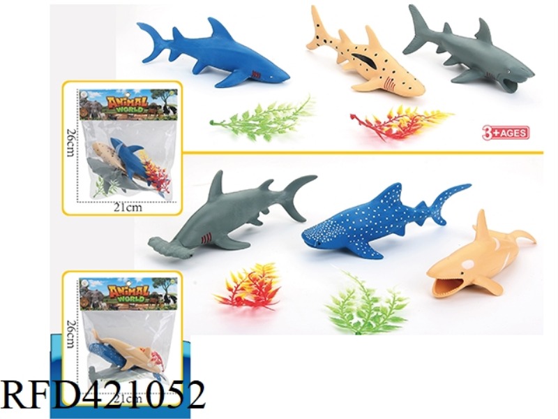 3 6-INCH SHARKS [2 TYPES ASSORTED]