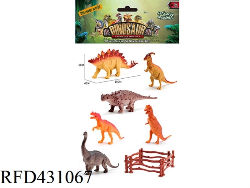 6 6.5 INCH DINOSAURS + FENCE