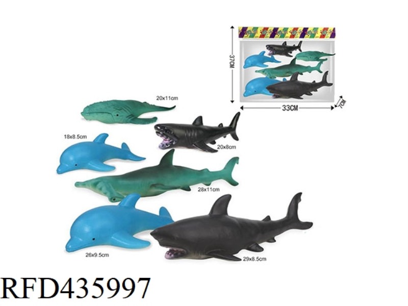 SEA ANIMALS, SHARKS AND DOLPHINS, 3 LARGE AND 3 SMALL BAGS