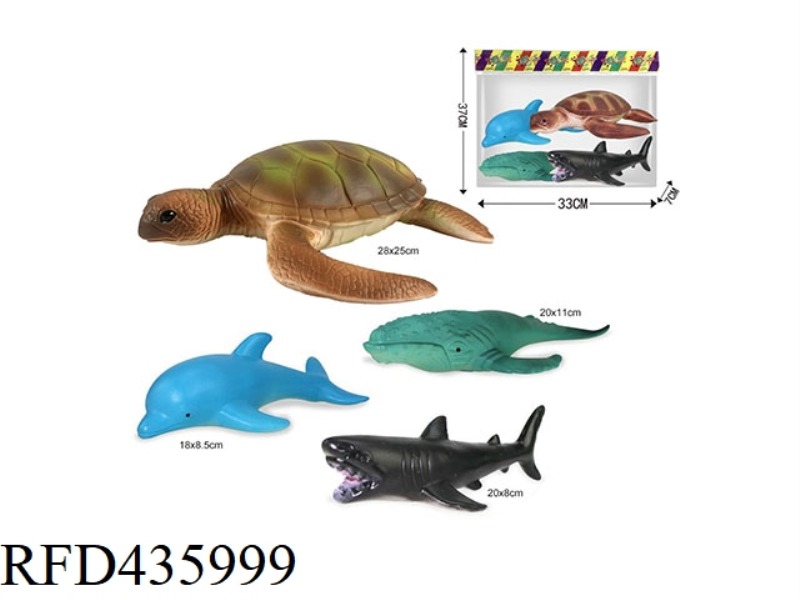 4 SEA TURTLES, SHARKS AND DOLPHINS IN BAGS