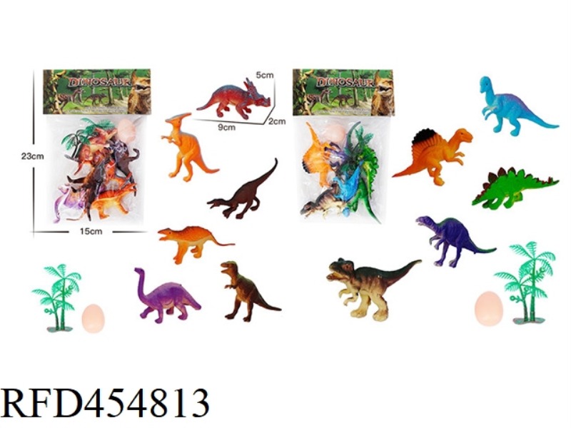6 4-INCH SOLID DINOSAURS, 1 TREE, 1 EGG, 2 MIXED PACKAGES